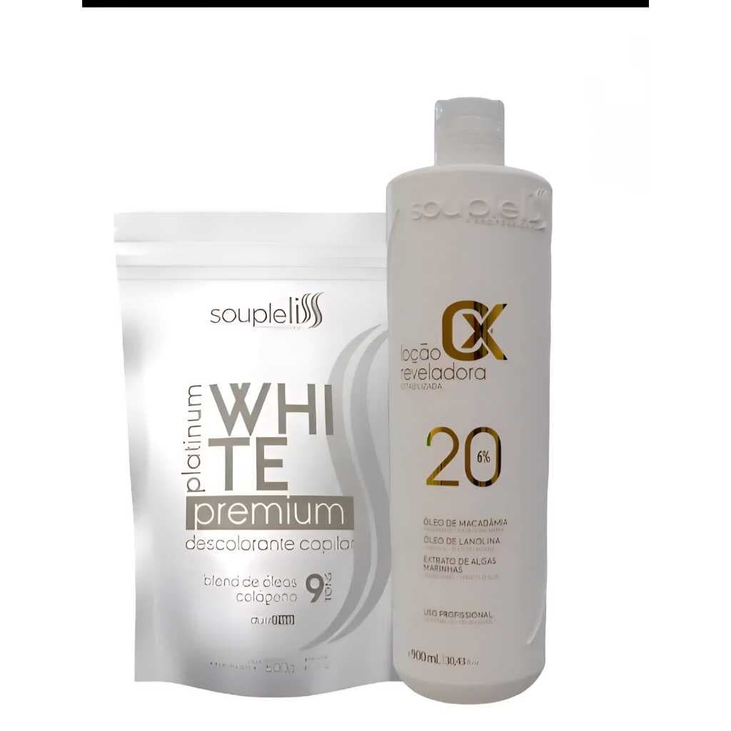 Pó descolorante White soupleliss 500gr+ Ox 20 volumes