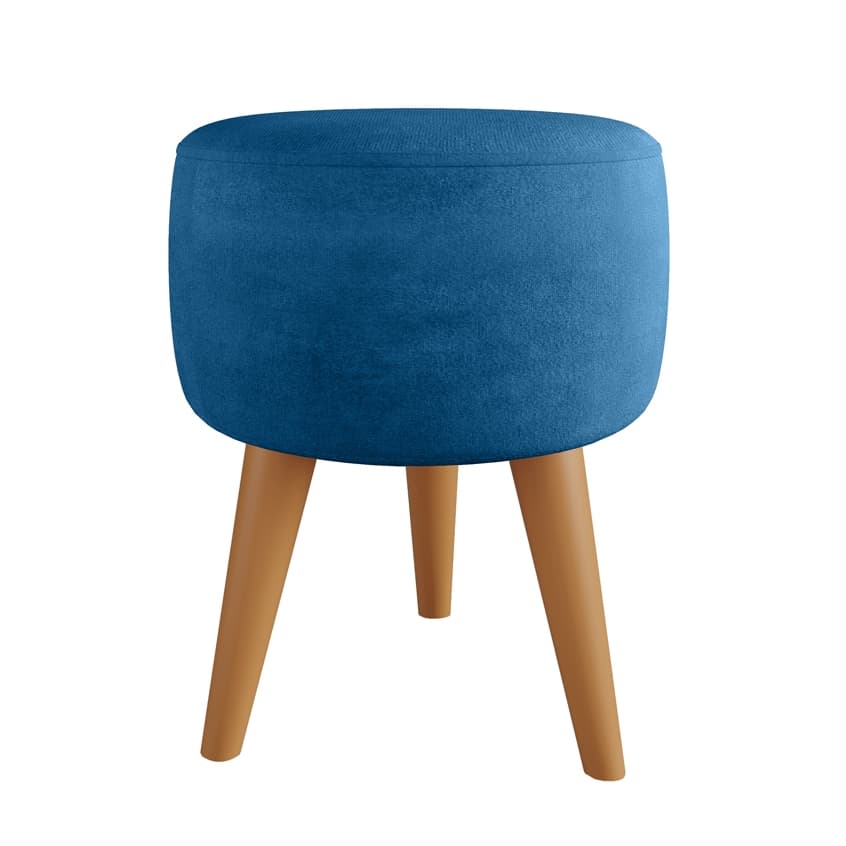 Puff Banqueta Redondo Pé Palito 36x36cm Reforçada Azul-Marinho