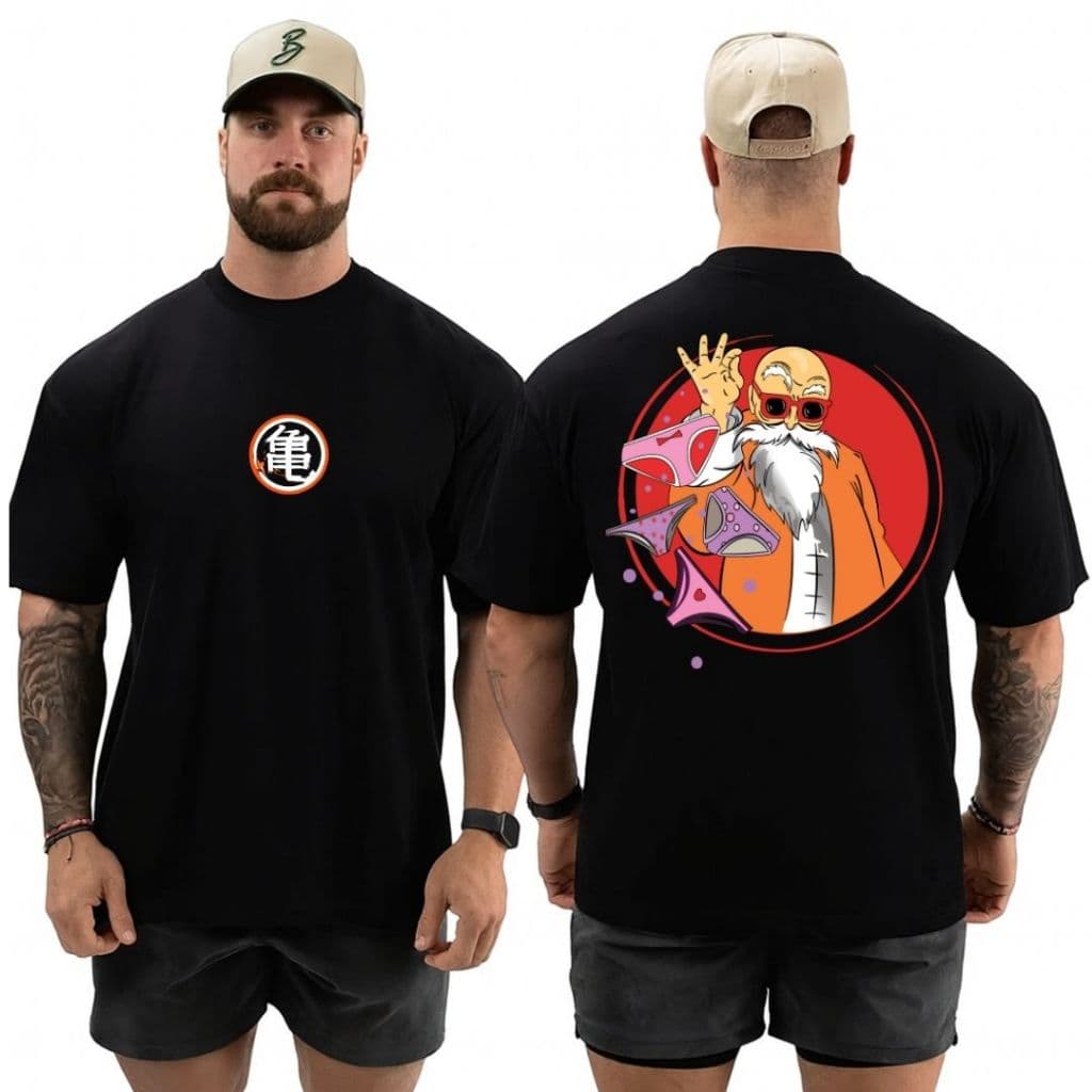 Camiseta Oversized Dragon Ball Mestre Kame Masculina Anime Streetwear 100% Algodão Premium