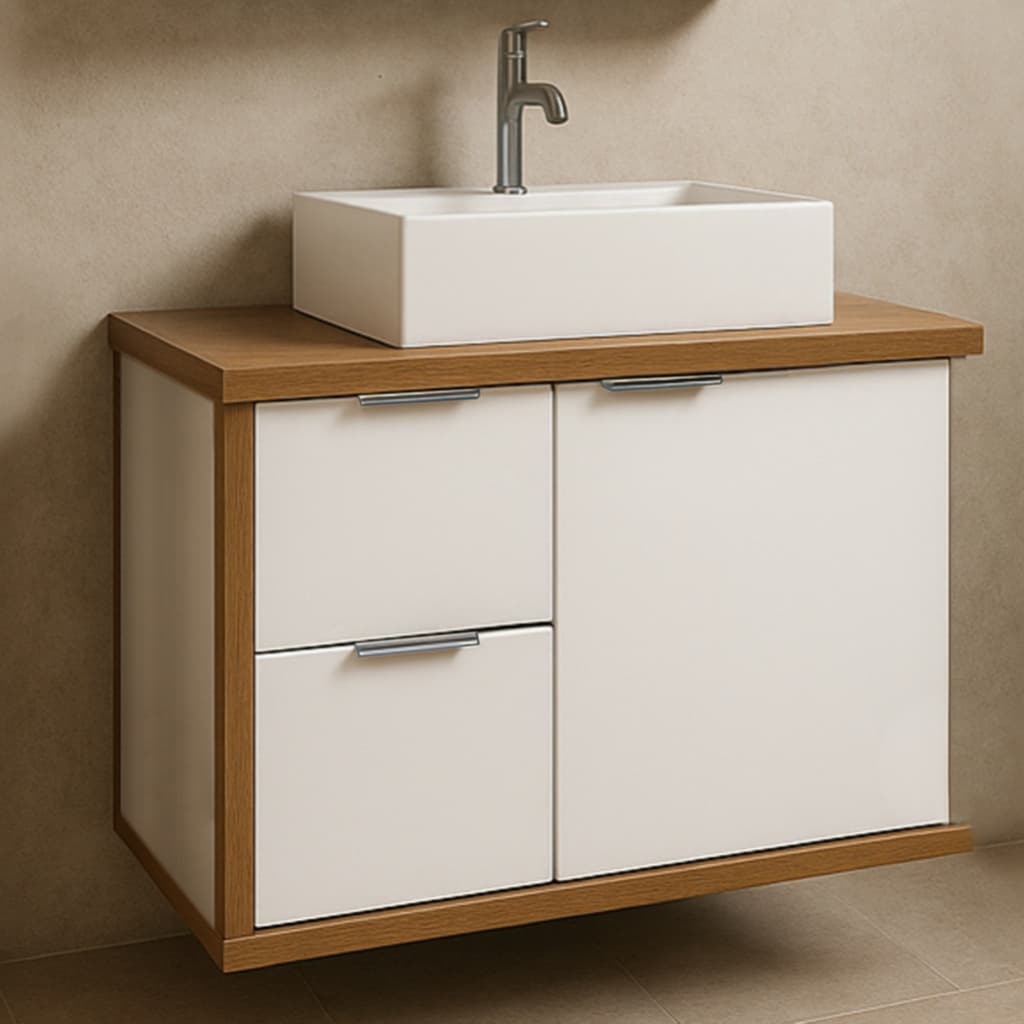 Gabinete Toucador Armário Para Banheiro Florença 66cm furo para uma torneira
