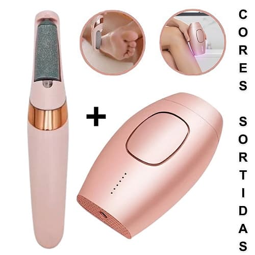 Kit de Cuidados Femininos - Lixador de Pé Elétrico + Depilador Laser - Cores Variadas