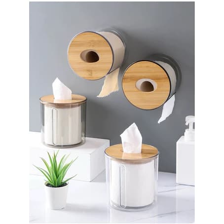 Suporte Para Papel Higiênico Ou Para Lenços Com Tampa de Bambu (HU 58656)