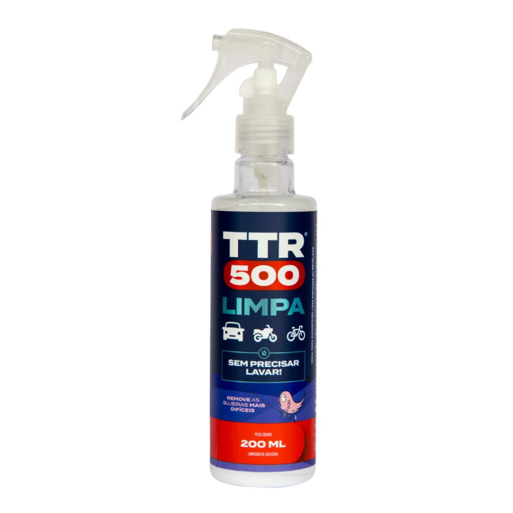 Limpador a Seco Automotivo 200ml TTR500 Para Carro Moto Bicicleta Sem Água Não Risca