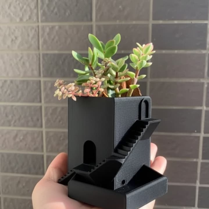 Mini Torre Arquitetura 3D | Vaso Suculenta e Porta Caneta Lápis | Decoração