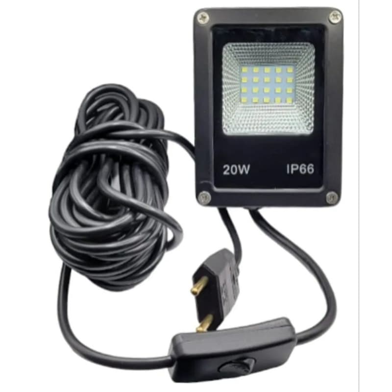 Refletor Pendente Led 20w C/ Imã Cabo 5 Metros E Interruptor