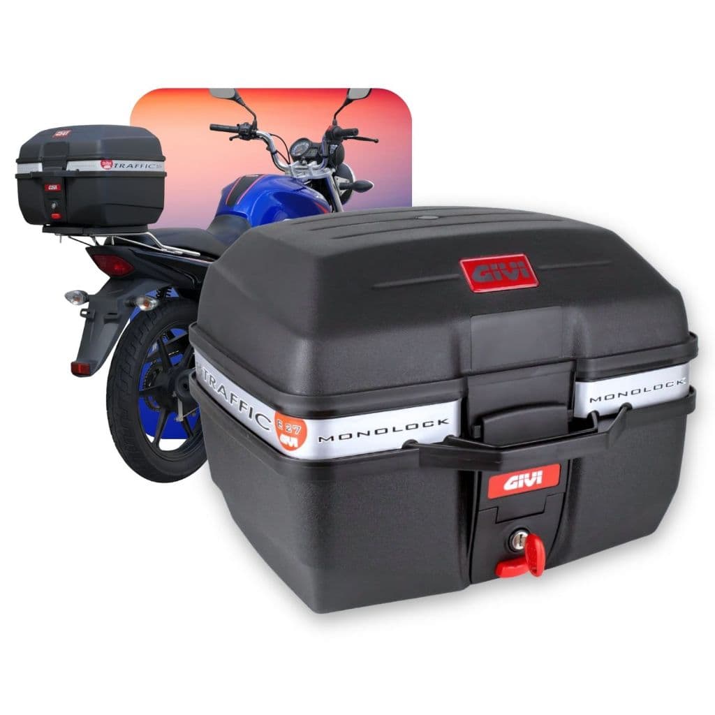 Baú Givi Universal 27 L Monolock Traffic E27m Bauleto Preto