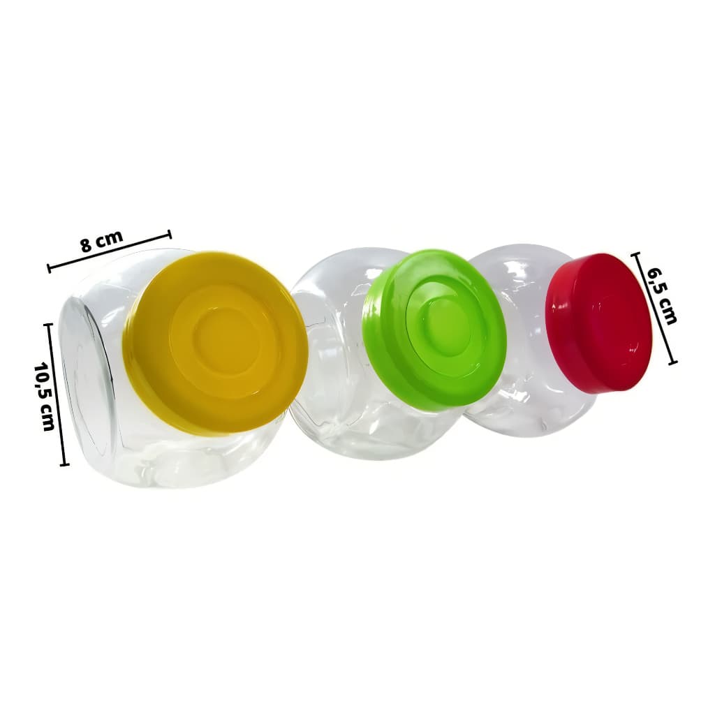 Porta Condimentos 3 Potes de Vidro 200ml – Design Moderno e Funcional