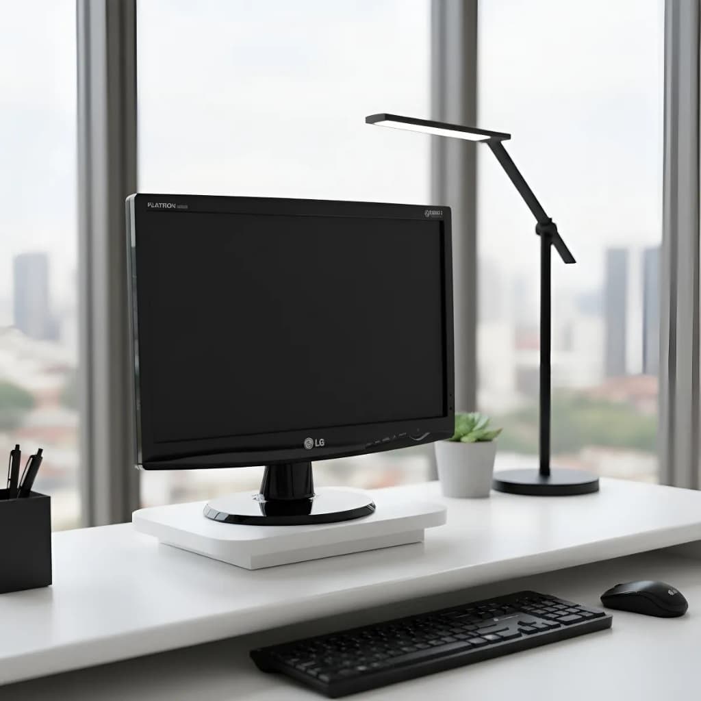 Suporte de Mesa Giratório 360° para Monitor Branco