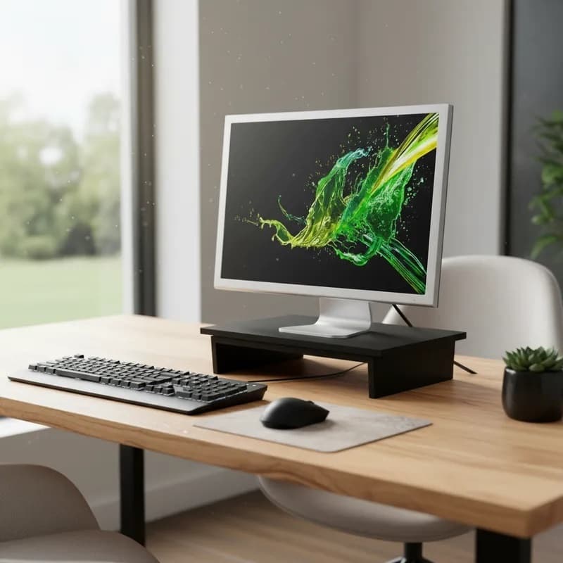 Suporte de Mesa Base Giratório 360° com Nicho para Monitor Preto