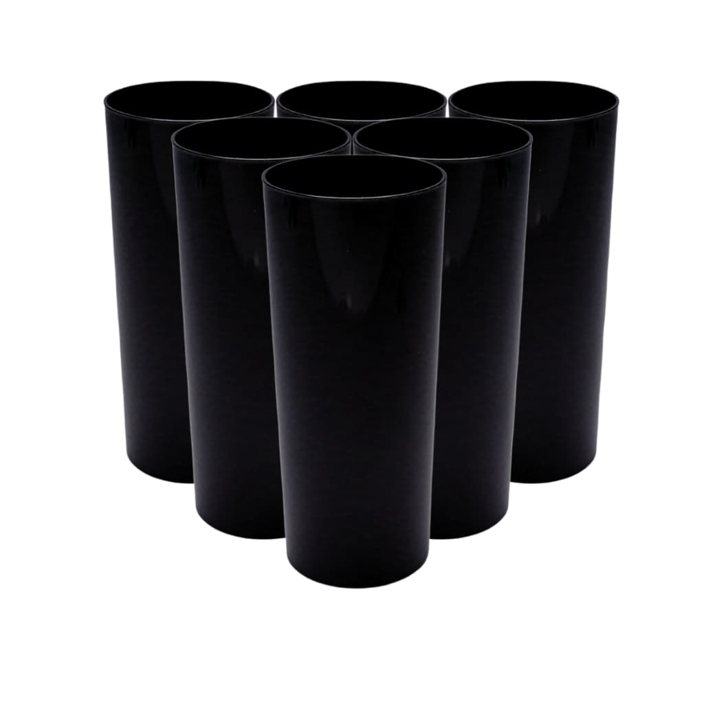 Kit 20-50 Copos Long Drink Acrílico 330ml Sólido Preto Elegante Qualidade Design Moderno
