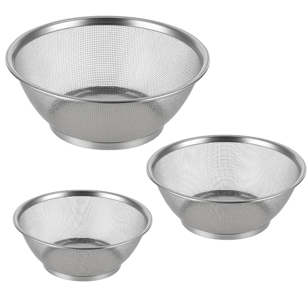 Cesta Escorredor Peneira Inox 22cm 25cm 28cm Unidade ou Kit Para Cozinha Legumes Frutas Massa Arroz
