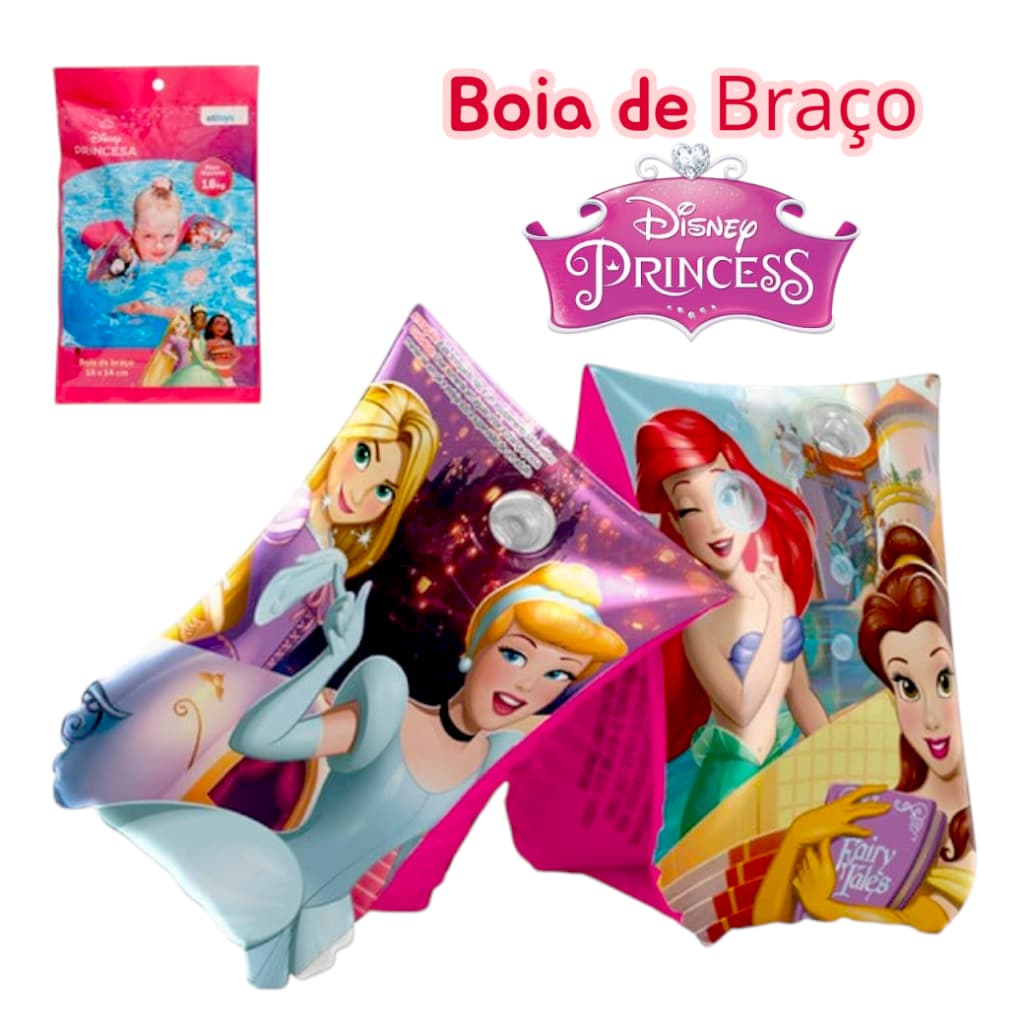 Boia de Braço Infantil Princesas Disney Original Flutuador Piscina Praia Menina Diversão no Verão