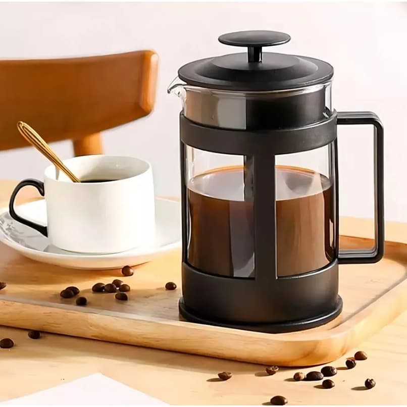 Cafeteira Prensa Francesa 600ml em Vidro Cremeira Café Leite Filtro de aço inoxidável