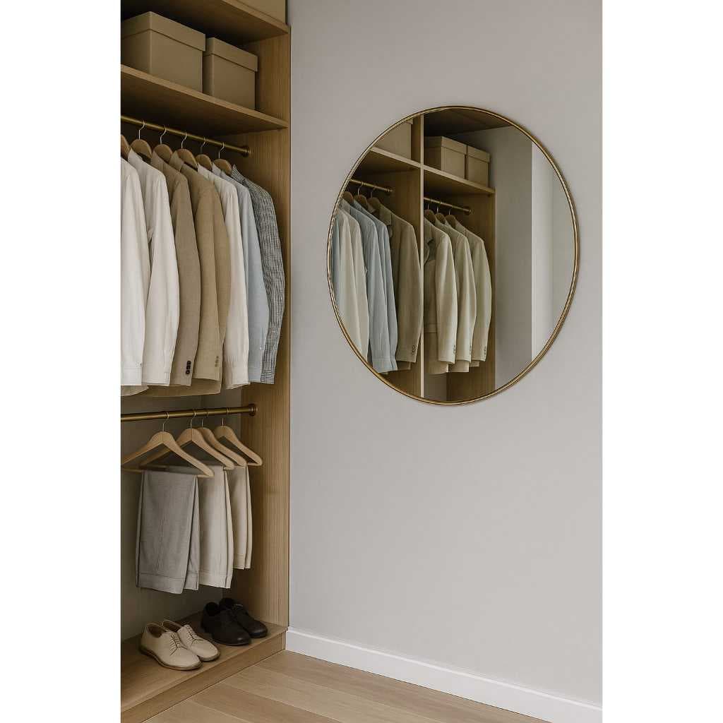 Espelho Redondo Cs Decora 90cm Moldura Preta E Dourada