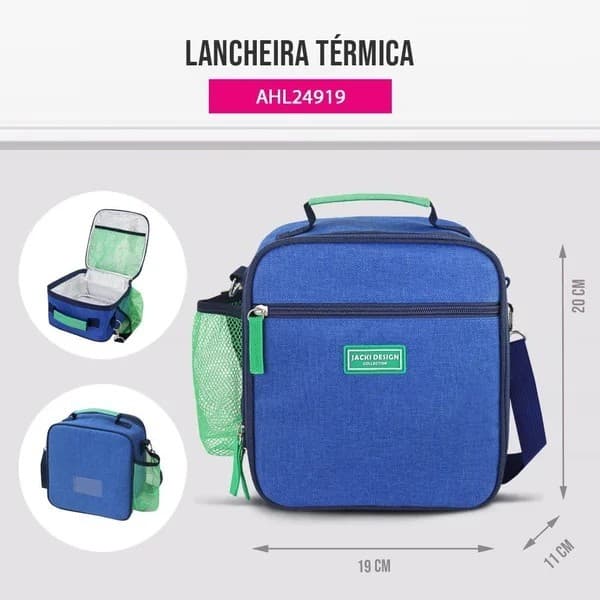 Lancheira Térmica Escolar Infantil Jacki Design 4L | Bolsa Marmita Criança | Conserva Frio, Alça Ajustável