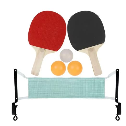 Kit Ping Pong 2 Raquetes 3 Bolas Com Rede E Suportes De Mesa - Ref: 8385