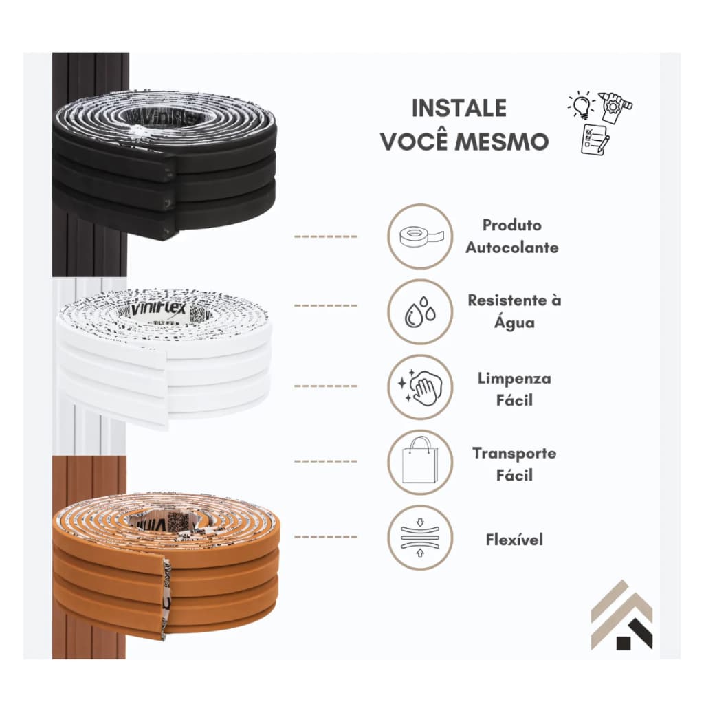 Rodapé Laminado em Rolo Eva Para Decoração Auto Colante Relevo em 3D 10M X 10CM