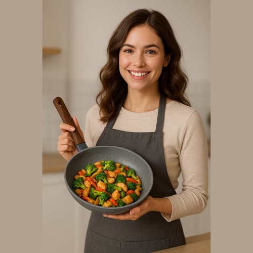 Frigideira Com Revestimento Cerâmico Frigideira De Indução Cerâmica Antiaderente  Reforçada Com Cabo Ergonômico Linha