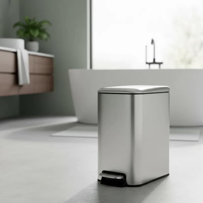 Lixeira Inox Retangular linea 5 litros Multiuso Com Pedal Para Abrir e Fechar a Tampa Banheiro