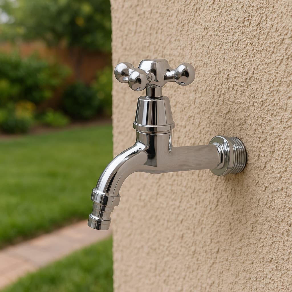 torneira pvc cromada 1/2'' cano curto ideal para jardins em lavanderia