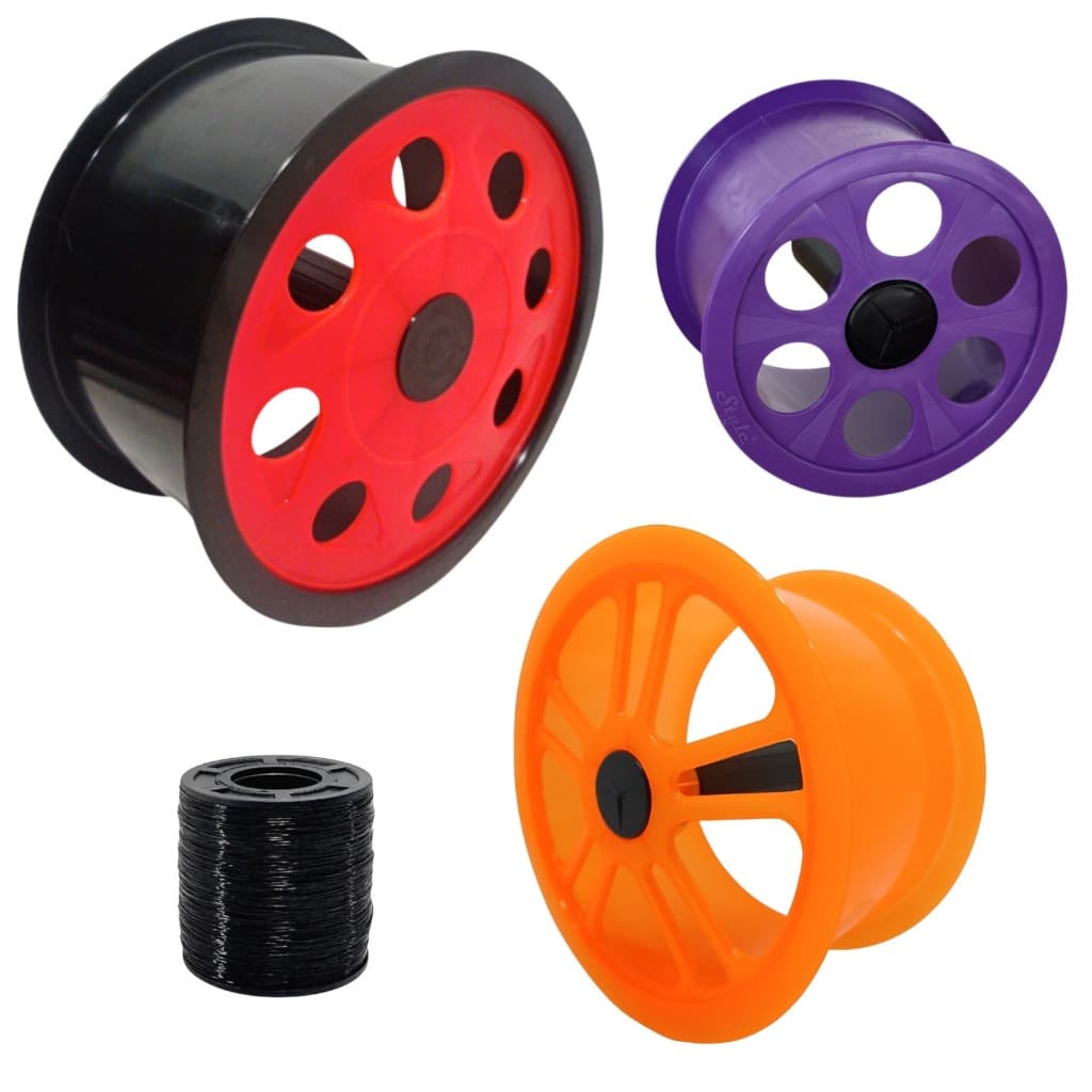 Kit 3 Carretilha De Pipa Pequena Média Grande Com Nylon 500