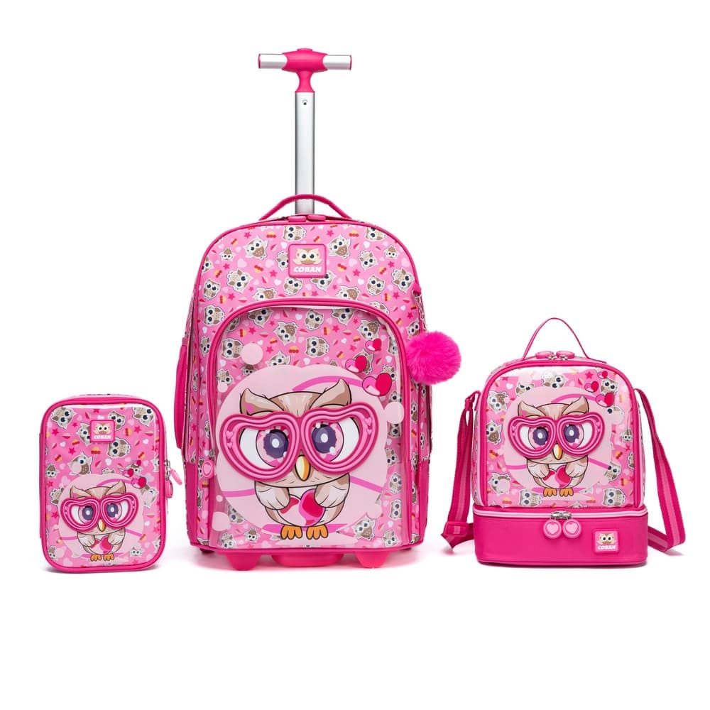 kit Mochila Infantil Rodinha Menina Escolar Lancheira Estojo