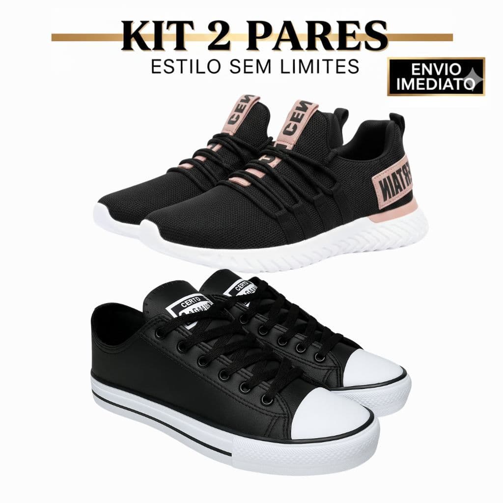 Kit 2 Tênis Feminino Esportivo e Casual Star Outlet Original