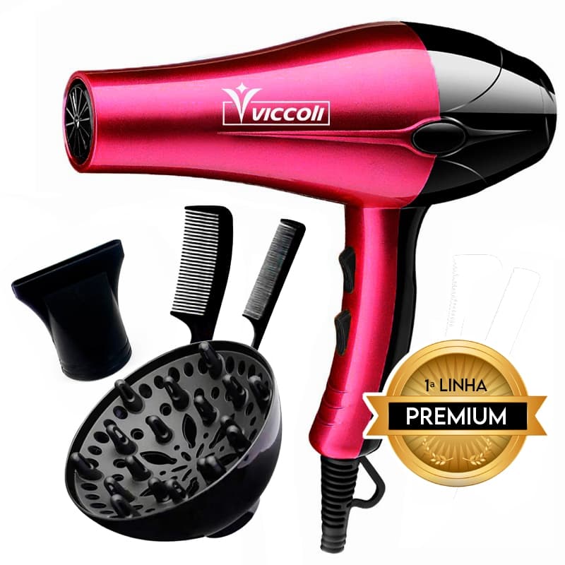 Secador de Cabelo Secagem Rápida 3000W Difusor 2 Pentes e Bico PREMIUM