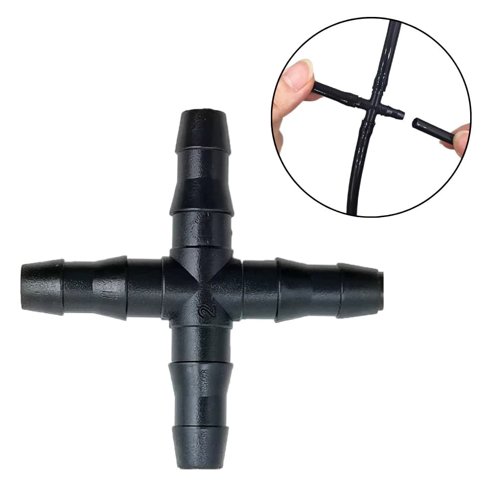 10/20/30/40/50un Conector Cruz Cruzeta Para Microtubo de Irrigação 4mm 1/4" 4/6mm 4/7mm