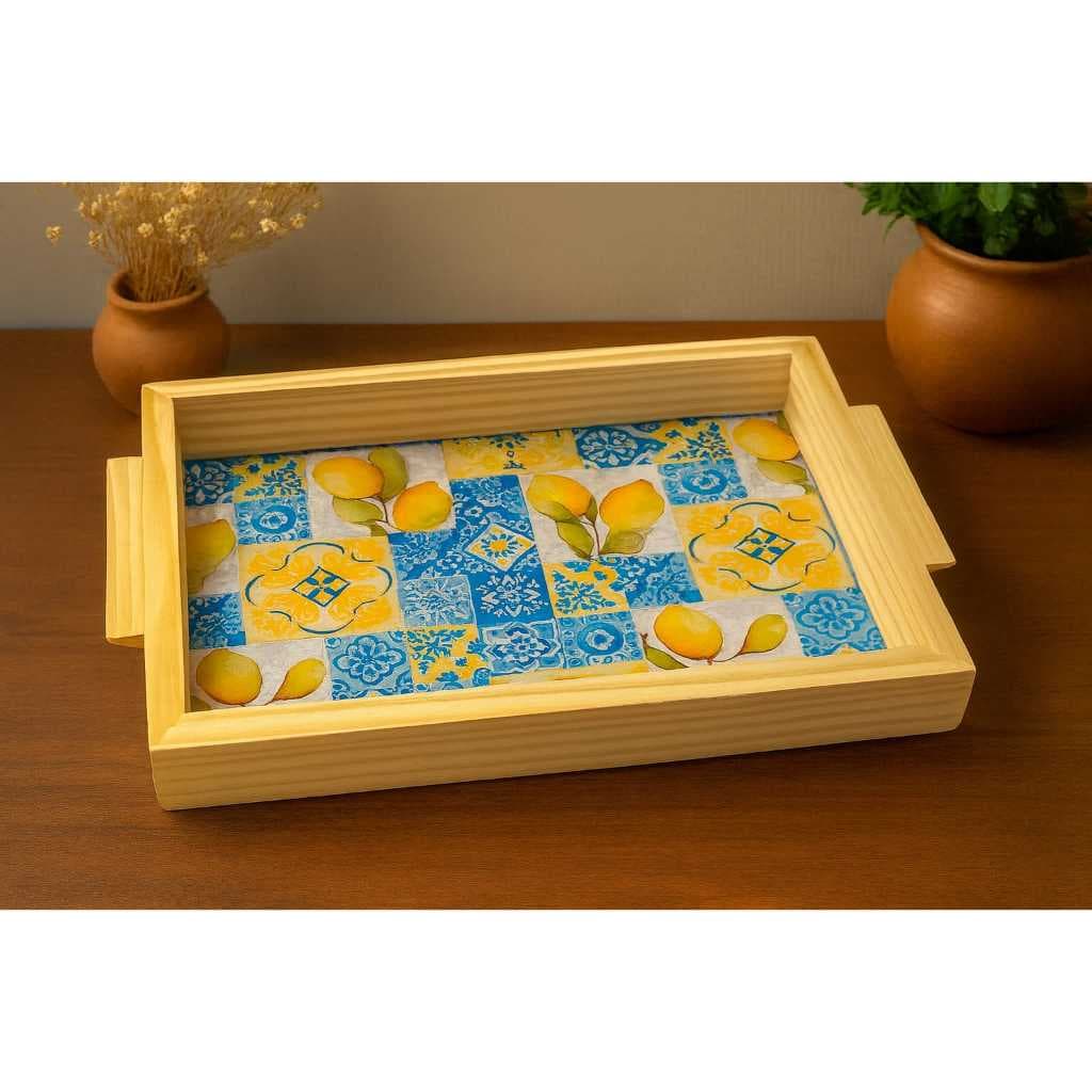 Bandeja Decorativa Madeira 37,5cm X 27,5cm Portuguesa Limão