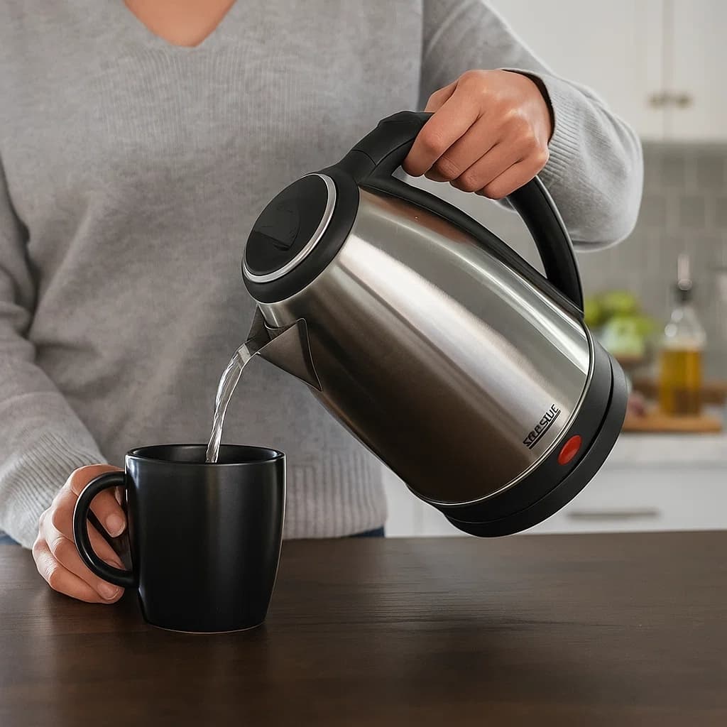 Chaleira Elétrica Jarra Inox Bebidas 2 Litros 127V / 220V Rapidez Base giratória 360° Café Chá