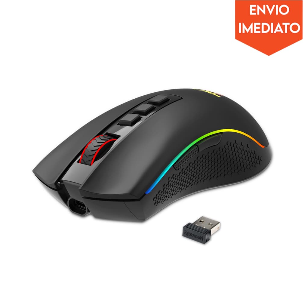 Mouse Gamer sem Fio RGB 16000 DPI Redragon 9 Botões, Cobra Pro - M711-PRO