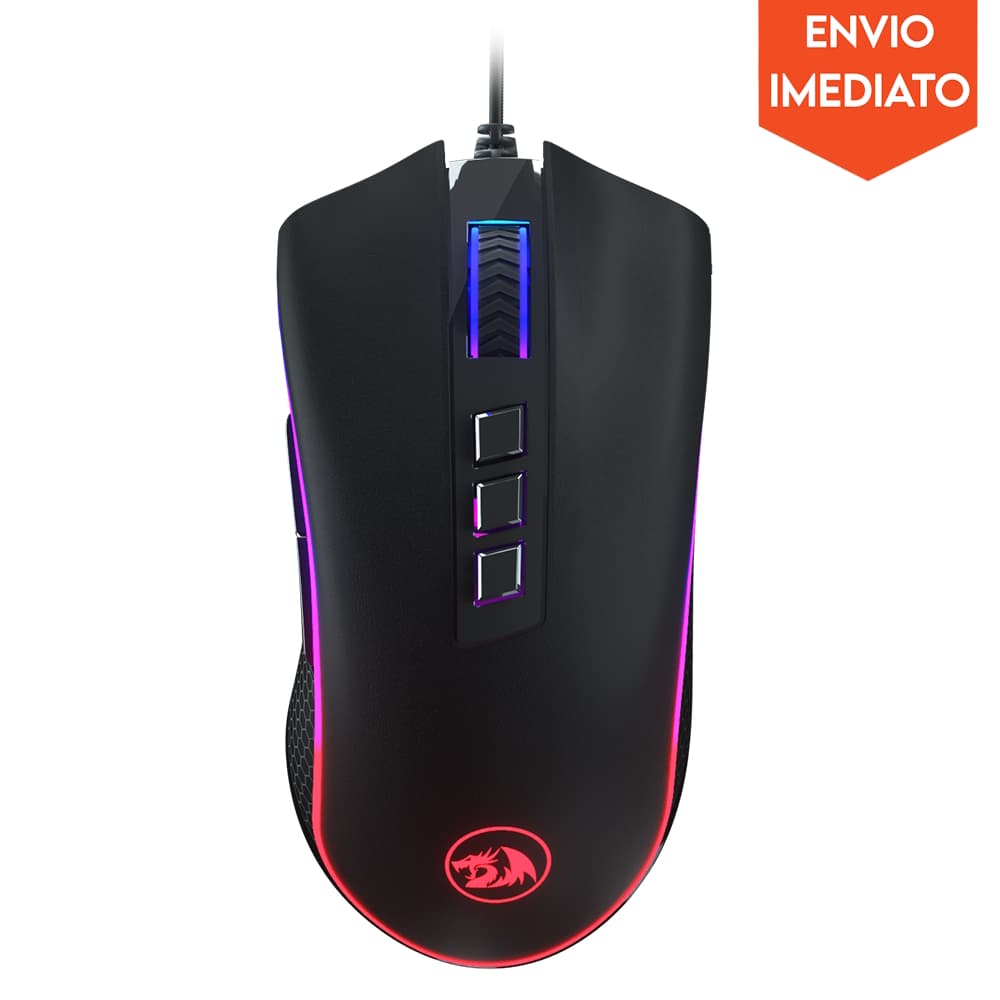 Mouse Gamer RGB 24000DPI 7 Botões USB - Preto Redragon King Cobra M711-FPS