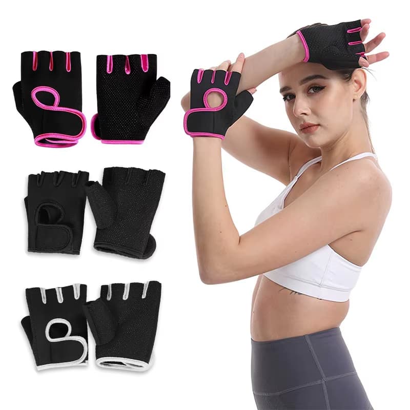 Luvas fitness de meio dedo masculino e feminino antiderrapante respirável luvas de ciclismo levantamento de peso