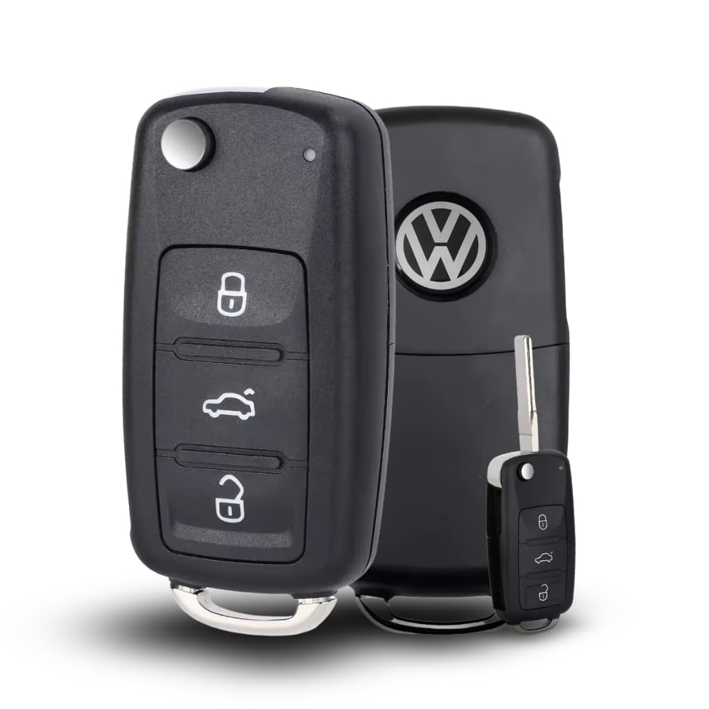 Capa Carcaça Chave Canivete Volkswagen Gol Jetta Voyage Fox Golf G6 3 Botões Com Lâmina Pantográfica Led Em Cima