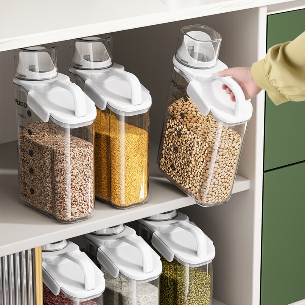 Dispenser com Trava Hermética Bico e Copo Dosador OffWhite –AlvesPlastic