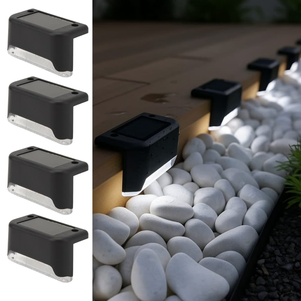 Kit 4 Lâmpadas LED Sensor SolarJardim Balizador Decoração Parede Escada Deck À Prova D'água Inteligente Controle De Luz