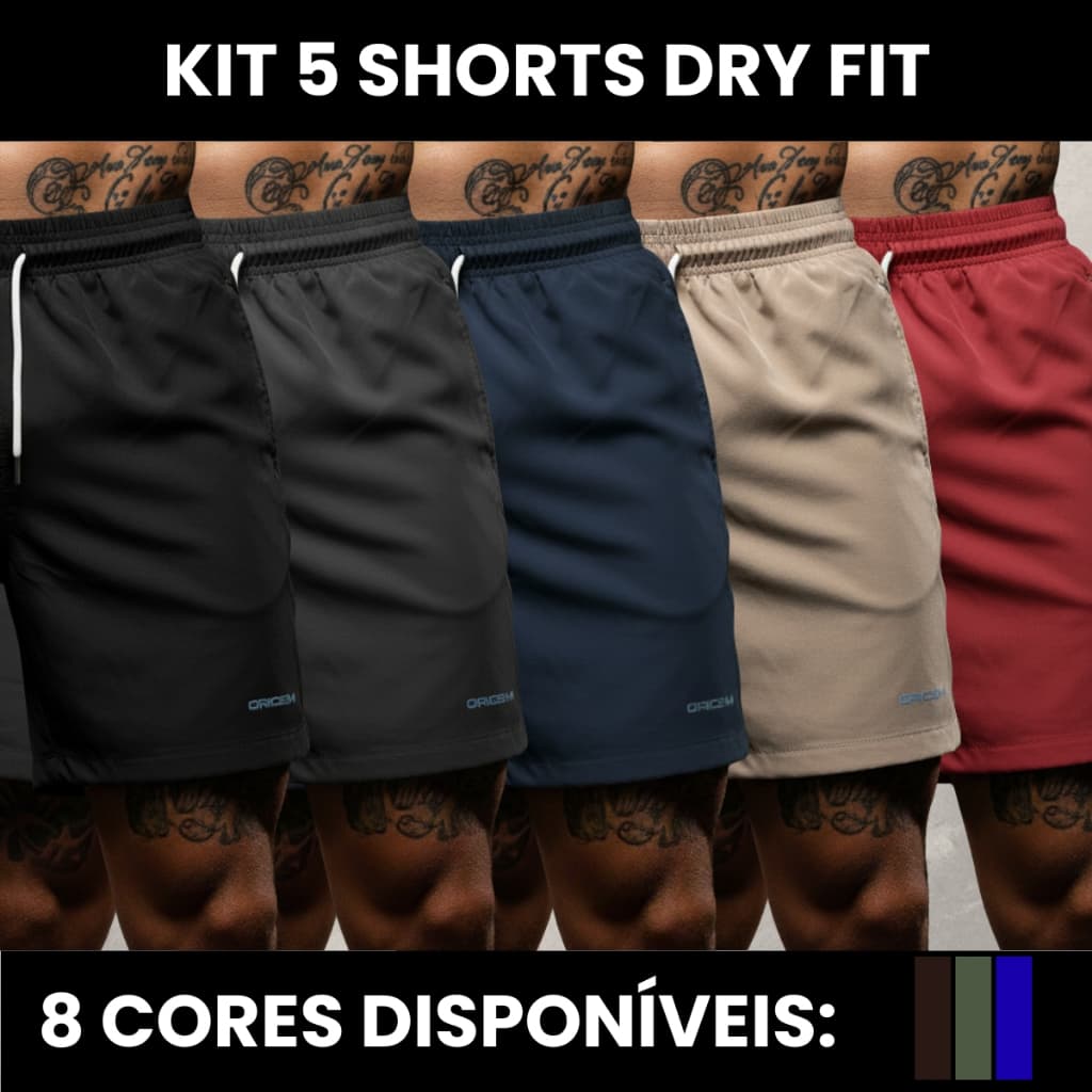 Kit 5 Short Dry Fit Masculino Academia Treino Corrida Alta Performance