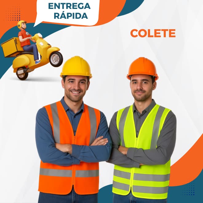 Colete Segurança Refletivo Fluorescente S/bolsoEPI Sinalização Obra Trânsito 4Faixas amarelo laranja
