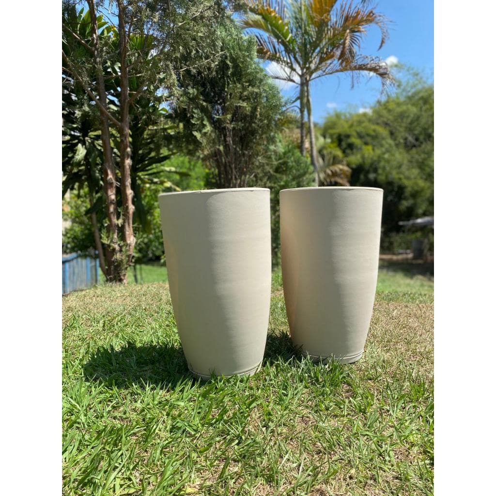 Kit 2 Vasos Para Plantas Coluna Alta Jateado 54 cm de Polietileno