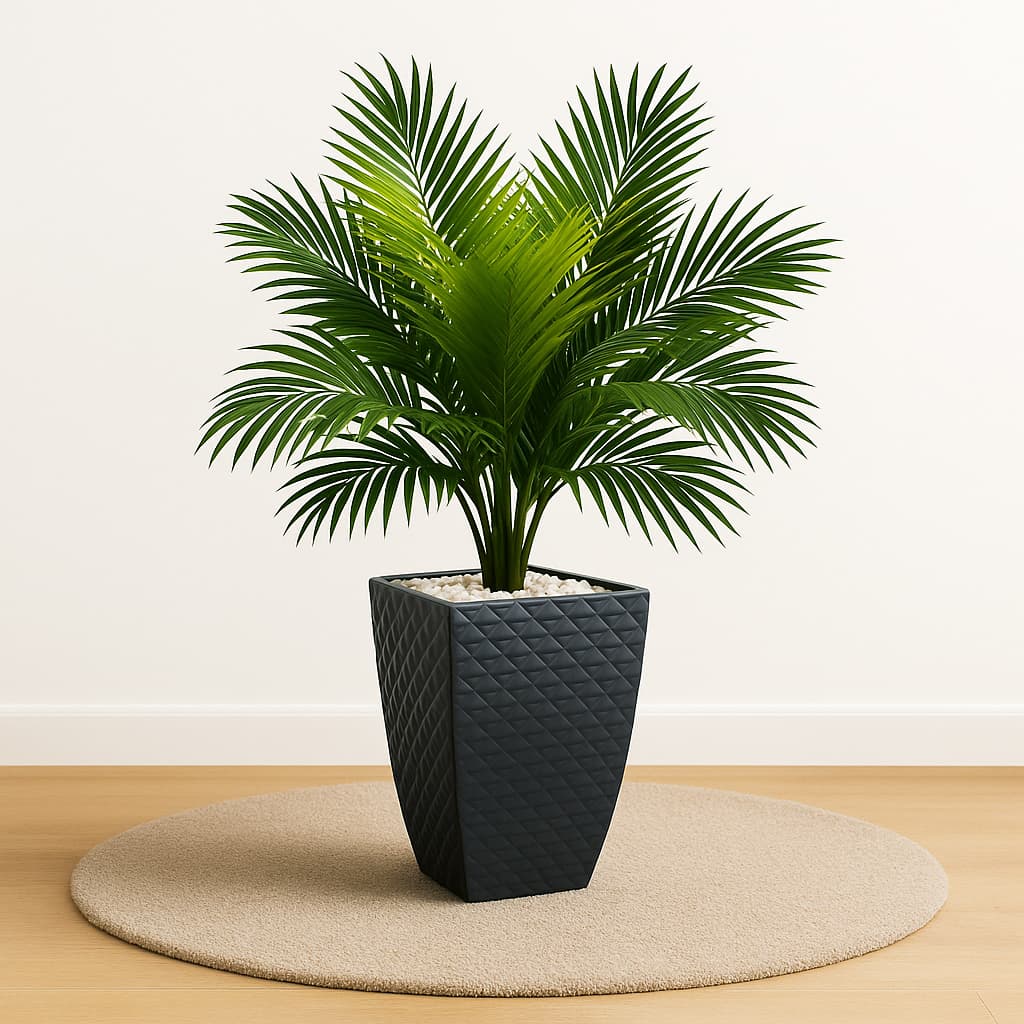 Kit Decoração Planta Palmeira Folhagem Artificial Com Vaso Enfeite Sala