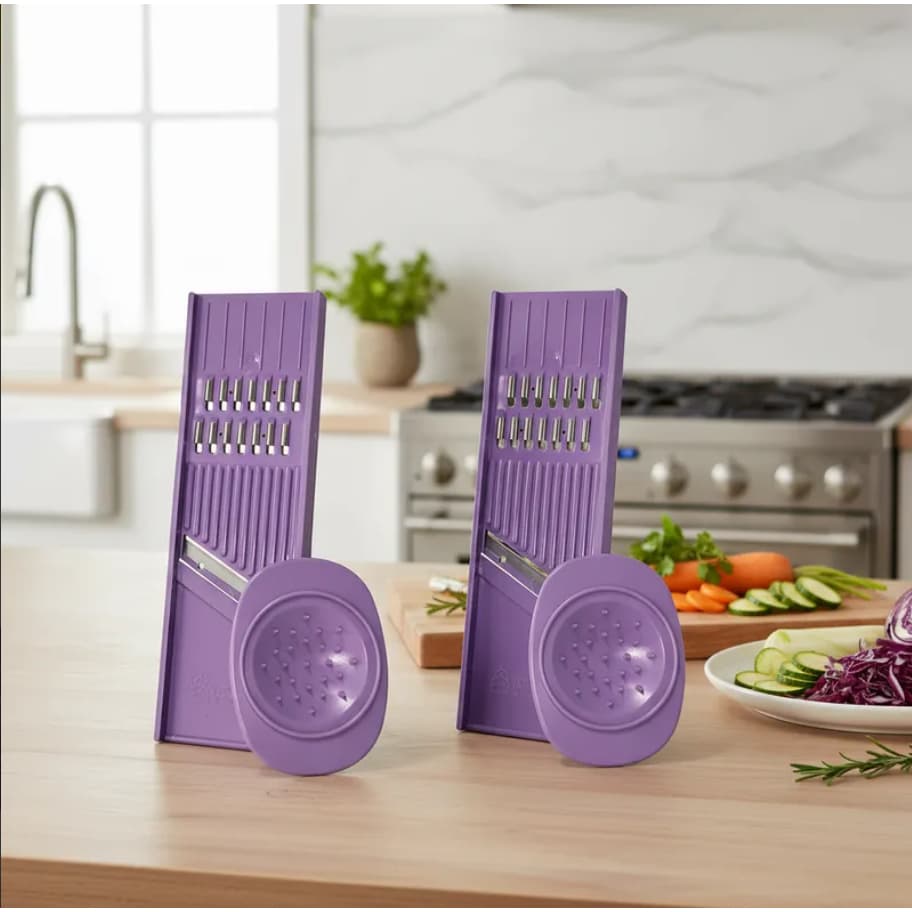 Fatiador Ralador De Legumes Salames Queijos Kit C/2 Keita Roxo