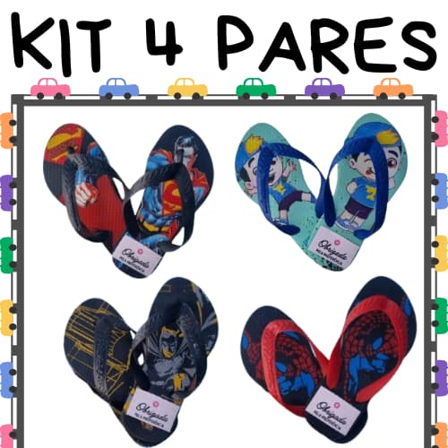 Kit 4 Pares de Chinelo Masculino Menino Infantil Mais Vendidos Promocao
