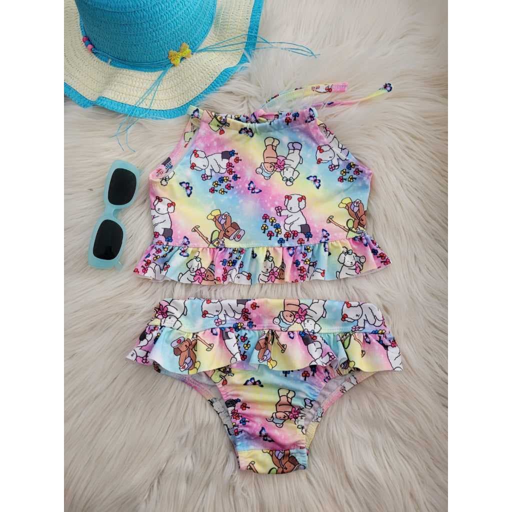 Conjunto Moda Praia Infantil Blusa Calcinha Proteção Solar