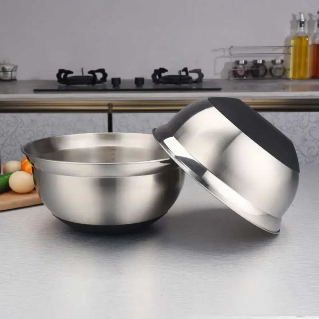 Tigela Bowl Inox Saladeira Fundo Antiderrapante Silicone Versátil