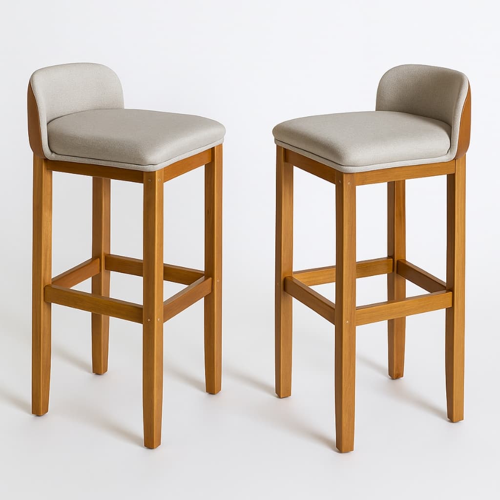 Kit 2 Banquetas Altas para Cozinha Balcao Gourmet Moderna Pés em Madeira
