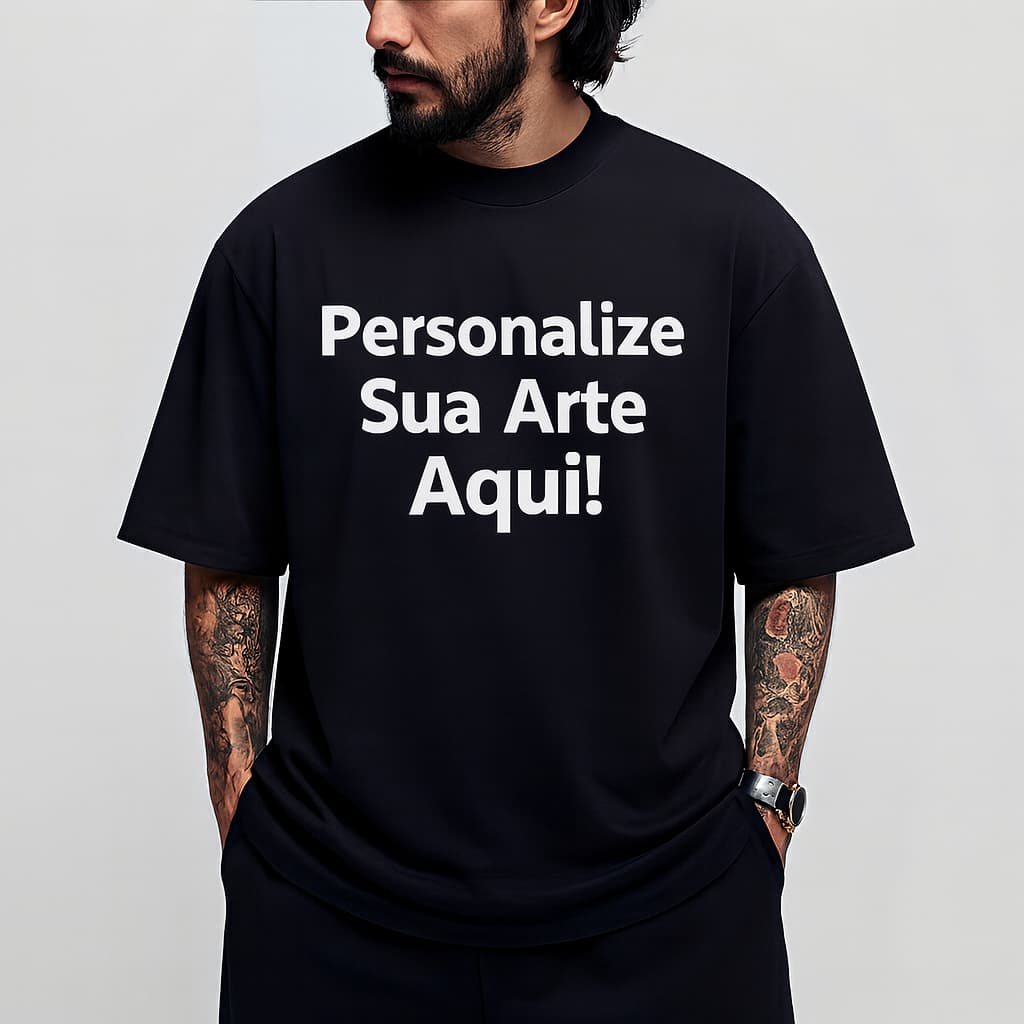 Camiseta Oversized Personalizada Com Sua Arte Somente Na Frente ou Somente Nas Costas Estampa Grande