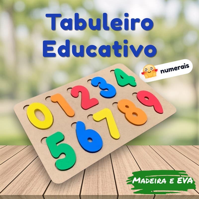 Brinquedo Educativo Montessori Tabuleiro de Números EVA | Brinquedo Pedagógico Infantil Base Madeira