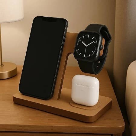 Base Organizadora 3 em 1 em MDF ( Celular_Relogio_Fone Bluetooth )
