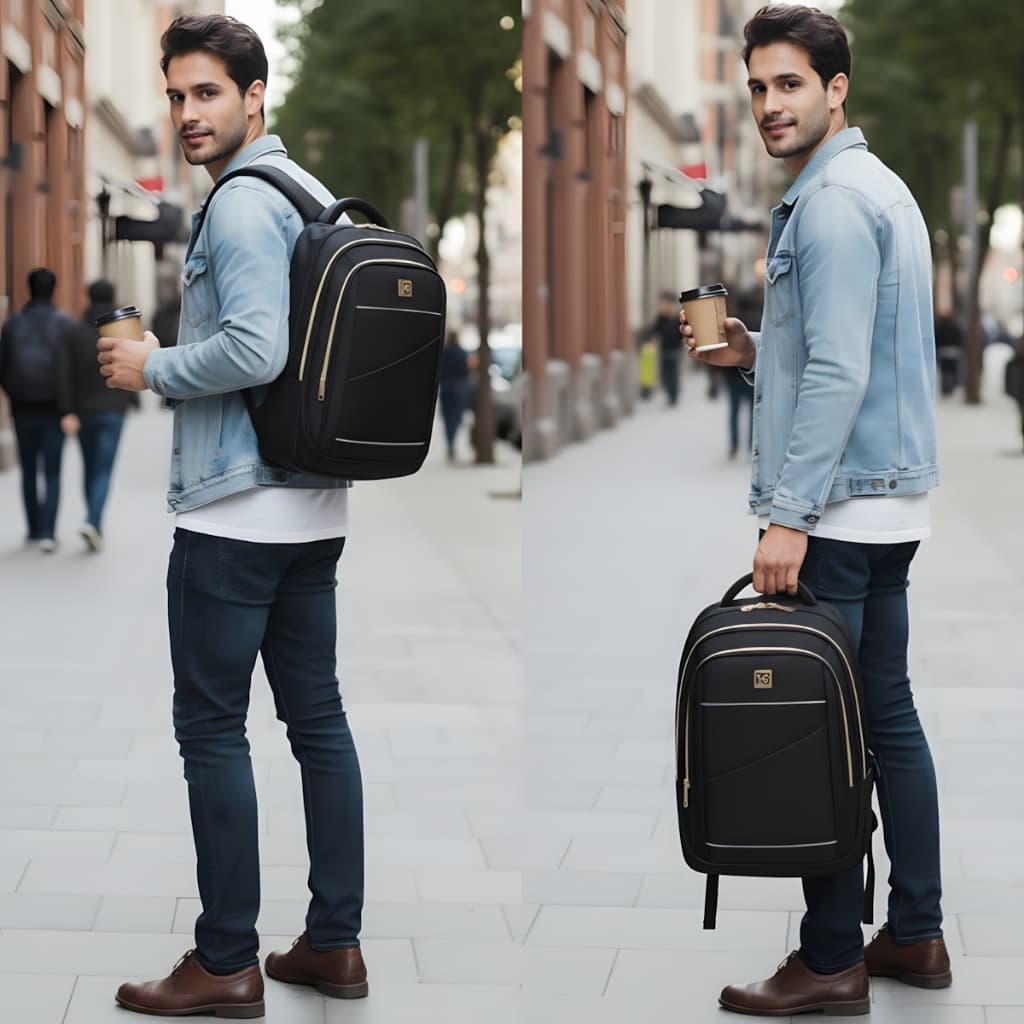 Mochila Notebook Faculdade Zíper Dourado Feminina Masculina Bolsa Prova D'água Com Alça Laptop